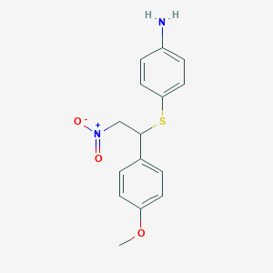 molecular formula C15H16N2O3S B1654853 4-[1-(4-Methoxyphenyl)-2-nitroethyl]sulfanylaniline CAS No. 281223-79-8
