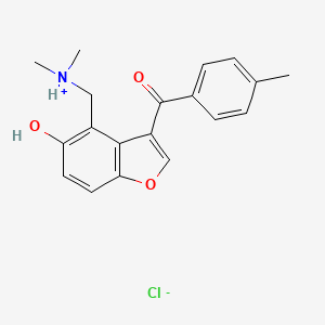molecular formula C19H20ClNO3 B1654930 5-BENZOFURANOL, 4-DIMETHYLAMINOMETHYL-3-(p-TOLUOYL)-, HYDROCHLORIDE CAS No. 29538-92-9
