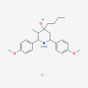 4-Butyl-2,6-bis(4-methoxyphenyl)-3-methylpiperidin-1-ium-4-ol;chloride