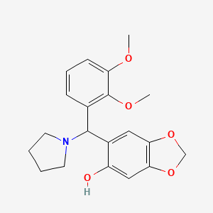 molecular formula C20H23NO5 B1654954 1,3-Benzodioxol-5-ol, 6-[(2,3-dimethoxyphenyl)-1-pyrrolidinylmethyl]- CAS No. 299420-77-2
