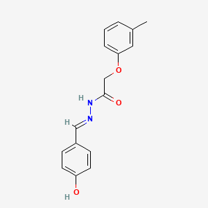 molecular formula C16H16N2O3 B1654991 2-(3-methylphenoxy)-N'-[(4-oxocyclohexa-2,5-dien-1-ylidene)methyl]acetohydrazide CAS No. 303064-28-0