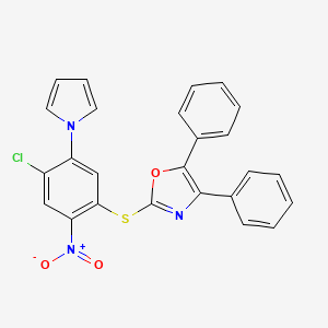 molecular formula C25H16ClN3O3S B1655036 Oxazole, 2-[[4-chloro-2-nitro-5-(1H-pyrrol-1-yl)phenyl]thio]-4,5-diphenyl- CAS No. 308087-92-5