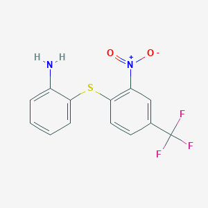 molecular formula C13H9F3N2O2S B1655122 2-[2-Nitro-4-(trifluoromethyl)phenyl]sulfanylaniline CAS No. 322-71-4