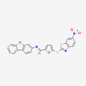 molecular formula C24H13N3O4S2 B1655164 N-dibenzofuran-3-yl-1-[5-[(6-nitro-1,3-benzothiazol-2-yl)sulfanyl]furan-2-yl]methanimine CAS No. 328004-29-1