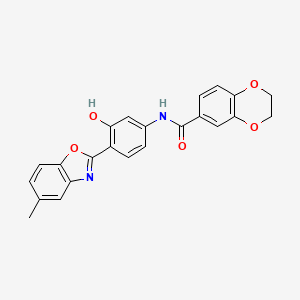 molecular formula C23H18N2O5 B1655173 N-[3-hydroxy-4-(5-methyl-1,3-benzoxazol-2-yl)phenyl]-2,3-dihydro-1,4-benzodioxine-6-carboxamide CAS No. 328947-94-0