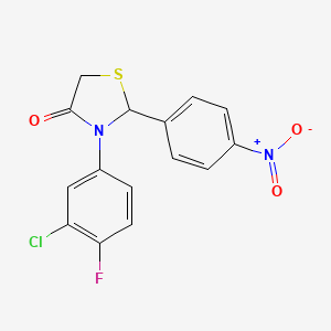 molecular formula C15H10ClFN2O3S B1655188 3-(3-Chloro-4-fluorophenyl)-2-(4-nitrophenyl)-1,3-thiazolidin-4-one CAS No. 330175-39-8