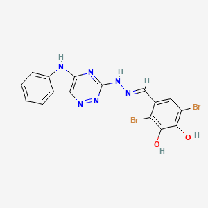 molecular formula C16H10Br2N6O2 B1655195 3,6-Dibromo-4-[(E)-(5H-[1,2,4]triazino[5,6-b]indol-3-ylhydrazinylidene)methyl]benzene-1,2-diol CAS No. 330820-14-9