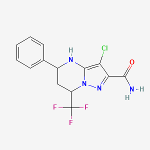 molecular formula C14H12ClF3N4O B1655216 3-Chloro-5-phenyl-7-(trifluoromethyl)-4,5,6,7-tetrahydropyrazolo[1,5-a]pyrimidine-2-carboxamide CAS No. 332375-45-8
