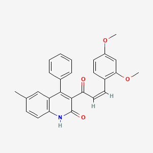 molecular formula C27H23NO4 B1655227 3-[(Z)-3-(2,4-dimethoxyphenyl)prop-2-enoyl]-6-methyl-4-phenyl-1H-quinolin-2-one CAS No. 333767-02-5