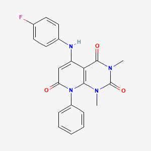 B1655229 5-(4-Fluoroanilino)-1,3-dimethyl-8-phenyl-1,2,3,4,7,8-hexahydropyrido[2,3-d]pyrimidine-2,4,7-trione CAS No. 334668-80-3