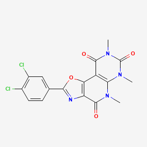 B1655233 4-(3,4-Dichlorophenyl)-8,10,12-trimethyl-3-oxa-5,8,10,12-tetrazatricyclo[7.4.0.02,6]trideca-1(9),2(6),4-triene-7,11,13-trione CAS No. 334668-89-2