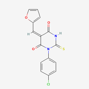 (5E)-1-(4-chlorophenyl)-5-(furan-2-ylmethylidene)-2-sulfanylidene-1,3-diazinane-4,6-dione