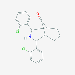 molecular formula C20H19Cl2NO B1655278 2,4-Bis(2-chlorophenyl)-3-azabicyclo[3.3.1]nonan-9-one CAS No. 34025-59-7