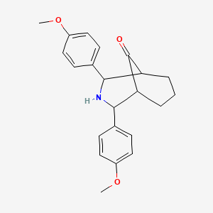molecular formula C22H25NO3 B1655279 2,4-Bis(4-methoxyphenyl)-3-azabicyclo[3.3.1]nonan-9-one CAS No. 34025-61-1