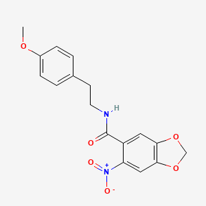 molecular formula C17H16N2O6 B1655282 n-[2-(4-Methoxyphenyl)ethyl]-6-nitro-1,3-benzodioxole-5-carboxamide CAS No. 34103-60-1
