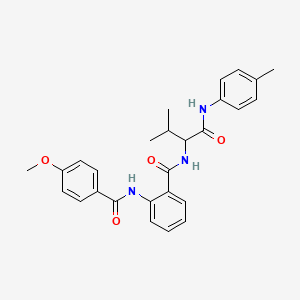 molecular formula C27H29N3O4 B1655304 2-(4-Methoxybenzamido)-N-[3-methyl-1-(4-methylanilino)-1-oxobutan-2-yl]benzamide CAS No. 345237-95-8