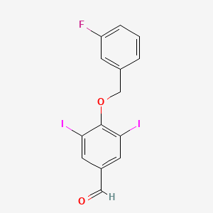 4-[(3-Fluorophenyl)methoxy]-3,5-diiodobenzaldehyde