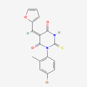 (5E)-1-(4-bromo-2-methylphenyl)-5-(furan-2-ylmethylidene)-2-sulfanylidene-1,3-diazinane-4,6-dione