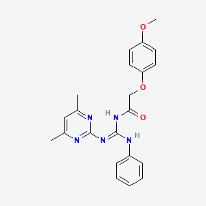 N-[(E)-[(4,6-dimethylpyrimidin-2-yl)amino](phenylamino)methylidene]-2-(4-methoxyphenoxy)acetamide