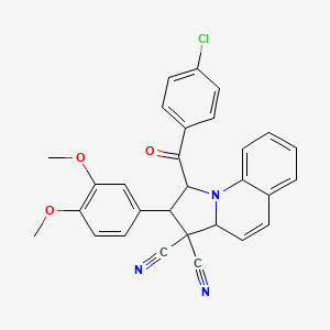 molecular formula C29H22ClN3O3 B1655366 1-(4-chlorobenzoyl)-2-(3,4-dimethoxyphenyl)-2,3a-dihydro-1H-pyrrolo[1,2-a]quinoline-3,3-dicarbonitrile CAS No. 353271-48-4