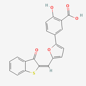 2-hydroxy-5-[5-[(E)-(3-oxo-1-benzothiophen-2-ylidene)methyl]furan-2-yl]benzoic acid