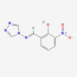 molecular formula C9H7N5O3 B1655390 2-Nitro-6-([1,2,4]triazol-4-yliminomethyl)-phenol CAS No. 35546-56-6