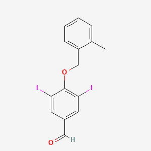 molecular formula C15H12I2O2 B1655426 3,5-Diiodo-4-[(2-methylphenyl)methoxy]benzaldehyde CAS No. 361369-09-7