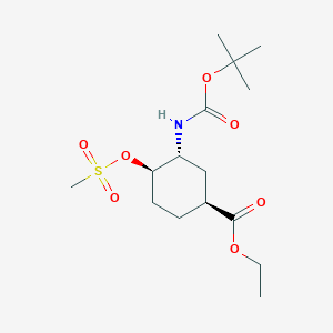 molecular formula C15H27NO7S B1655449 （1s、3r、4r）-3-[(叔丁氧羰基）氨基]-4-[(甲磺酰基）氧基]环己烷羧酸乙酯 CAS No. 365998-97-6