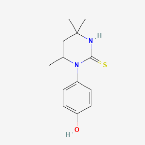 molecular formula C13H16N2OS B1655497 2(1H)-Pyrimidinethione, 3,4-dihydro-1-(p-hydroxyphenyl)-4,4,6-trimethyl- CAS No. 37489-46-6