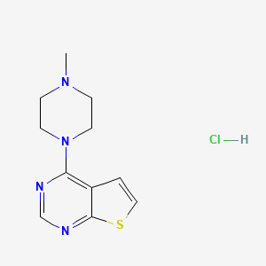 molecular formula C11H15ClN4S B1655518 Thieno(2,3-d)pyrimidine, 4-(4-methyl-1-piperazinyl)-, hydrochloride CAS No. 37724-47-3