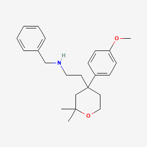 molecular formula C23H31NO2 B1655649 N-Benzyl-2-[4-(4-methoxyphenyl)-2,2-dimethyloxan-4-yl]ethanamine CAS No. 400748-71-2