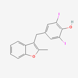 molecular formula C16H12I2O2 B1655657 2,6-Diiodo-4-[(2-methyl-1-benzofuran-3-yl)methyl]phenol CAS No. 401917-61-1