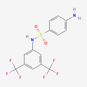 molecular formula C14H10F6N2O2S B1655670 4-Amino-N-[3,5-bis(trifluoromethyl)phenyl]benzenesulfonamide CAS No. 404-02-4