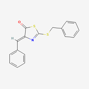 molecular formula C17H13NOS2 B1655720 (4Z)-4-benzylidene-2-benzylsulfanyl-1,3-thiazol-5-one CAS No. 41250-44-6