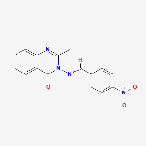molecular formula C16H12N4O3 B1655723 4(3H)-Quinazolinone, 2-methyl-3-[[(4-nitrophenyl)methylene]amino]- CAS No. 41332-43-8