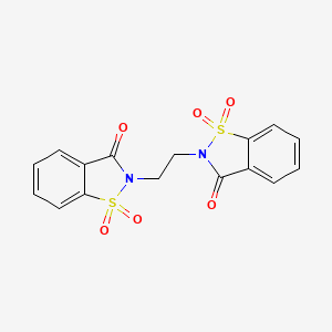 molecular formula C16H12N2O6S2 B1655752 1,1-Dioxo-2-[2-(1,1,3-trioxo-1,2-benzothiazol-2-yl)ethyl]-1,2-benzothiazol-3-one CAS No. 41600-37-7