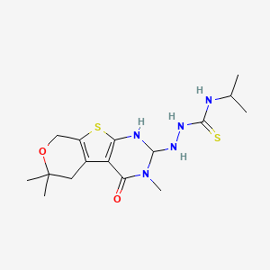 molecular formula C16H25N5O2S2 B1655776 N-isopropyl-2-(3,6,6-trimethyl-4-oxo-1,3,4,5,6,8-hexahydro-2H-pyrano[4',3':4,5]thieno[2,3-d]pyrimidin-2-yl)hydrazinecarbothioamide CAS No. 420095-11-0