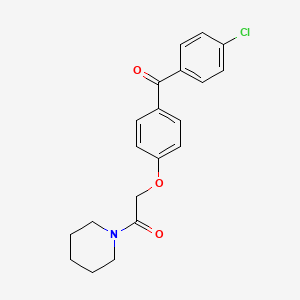 molecular formula C20H20ClNO3 B1655778 Piperidine, 1-((4-(4-chlorobenzoyl)phenoxy)acetyl)- CAS No. 42018-56-4