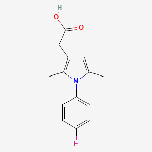 molecular formula C14H14FNO2 B1655823 1H-Pyrrole-3-acetic acid, 2,5-dimethyl-1-(4-fluorophenyl)- CAS No. 42779-83-9