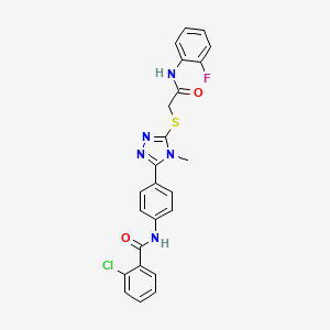 molecular formula C24H19ClFN5O2S B1655917 2-chloro-N-[4-[5-[2-(2-fluoroanilino)-2-oxoethyl]sulfanyl-4-methyl-1,2,4-triazol-3-yl]phenyl]benzamide CAS No. 4510-96-7
