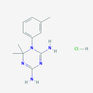 molecular formula C12H18ClN5 B1655918 6,6-Dimethyl-1-(3-methylphenyl)-1,3,5-triazine-2,4-diamine;hydrochloride CAS No. 4514-48-1