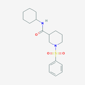 molecular formula C18H26N2O3S B1655937 3-Piperidinecarboxamide, N-cyclohexyl-1-(phenylsulfonyl)- CAS No. 460992-88-5