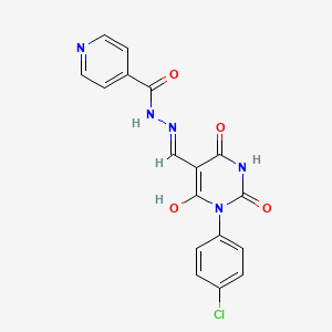 molecular formula C17H12ClN5O4 B1655951 N'-{(Z)-[1-(4-chlorophenyl)-2,4,6-trioxotetrahydropyrimidin-5(2H)-ylidene]methyl}pyridine-4-carbohydrazide CAS No. 4637-65-4