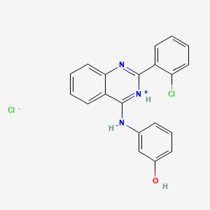 molecular formula C20H15Cl2N3O B1655978 3-[[2-(2-Chlorophenyl)quinazolin-3-ium-4-yl]amino]phenol;chloride CAS No. 473801-87-5