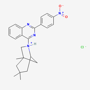molecular formula C24H27ClN4O2 B1655983 2-(4-Nitrophenyl)-4-(1,3,3-trimethyl-6-azoniabicyclo[3.2.1]octan-6-yl)quinazoline;chloride CAS No. 474091-04-8