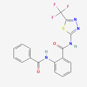 molecular formula C17H11F3N4O2S B1655988 2-benzamido-N-[5-(trifluoromethyl)-1,3,4-thiadiazol-2-yl]benzamide CAS No. 4748-07-6