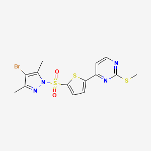 molecular formula C14H13BrN4O2S3 B1656001 4-[5-(4-Bromo-3,5-dimethylpyrazol-1-yl)sulfonylthiophen-2-yl]-2-methylsulfanylpyrimidine CAS No. 4762-39-4