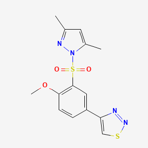 molecular formula C14H14N4O3S2 B1656005 4-[3-(3,5-Dimethylpyrazol-1-yl)sulfonyl-4-methoxyphenyl]thiadiazole CAS No. 4767-34-4