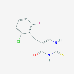 molecular formula C12H10ClFN2OS B1656010 5-[(2-chloro-6-fluorophenyl)methyl]-6-methyl-2-sulfanylidene-1H-pyrimidin-4-one CAS No. 4774-77-0