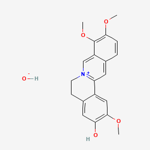 molecular formula C20H21NO5 B1656030 2,9,10-Trimethoxy-5,6-dihydroisoquinolino[2,1-b]isoquinolin-7-ium-3-ol;hydroxide CAS No. 483-43-2